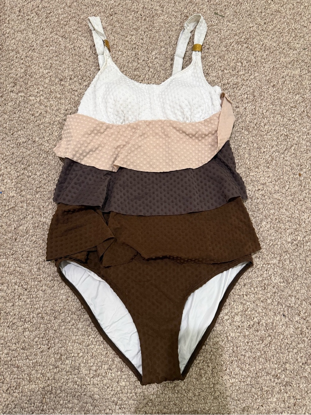 Tiered Ruffle Brown 2 Piece Swimsuit